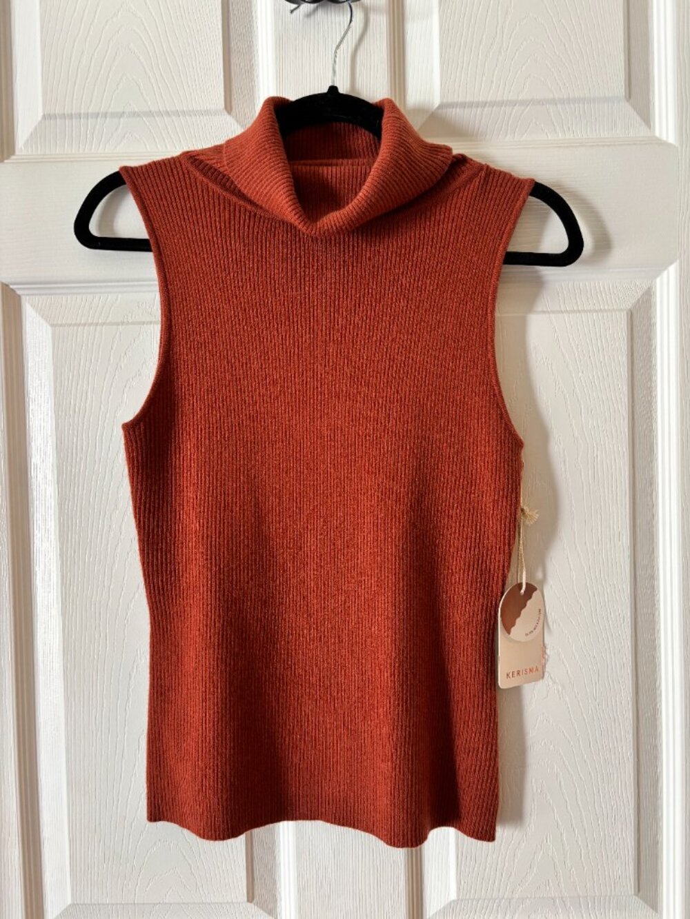 Kerisma Rust Ribbed Sleeveless Turtleneck Top NWT